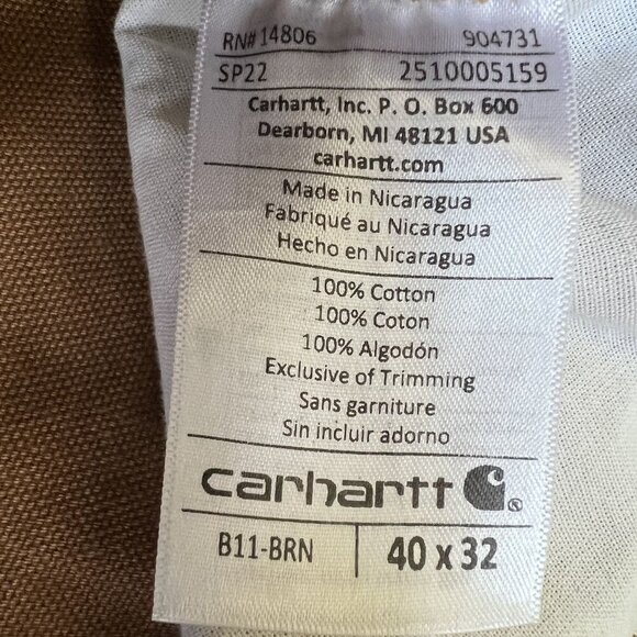 Carhartt Mens 40x32 Duck Durable Canvas Brown Utility Chore Work Pants Carpenter - Picture 6 of 16